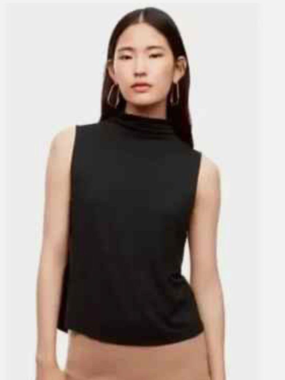 Aritzia Babaton Vince Mock Neck Tank Top Black Drapey Stretch Jersey Size XS
